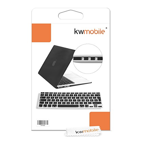 kwmobile 3in1 Set: Crystal Hülle für Apple MacBook Air 13″ (Modelle ab Mitte 2011) Hard Case – transparente 2-teilige Schutzhülle Cover Tasche in Schwarz + 12er Staubschutz-Set + Keyboard Skin Tastaturschutz - 7