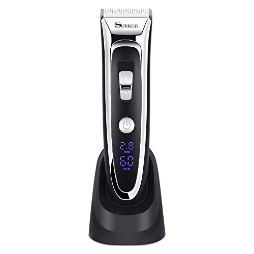 GHB Surker Haartrimmer Haarschneider Profi-Haarschneidemaschine mit LED-Display und kabelloser Betrieb Netzteil elegant set - 8