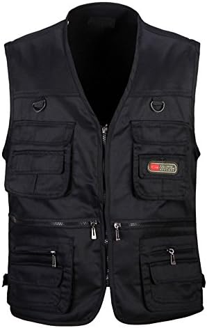 Men's Summer Outdoor Fishing Hunting Photography Working Multipocket Vest Casual Waistcoat Gilet Black XL