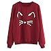 Produktbild BHYDRY Frauen Herbst und Winter Katze Pullover Rundhals Langarm regelmäßige Bluse