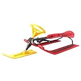 ZJDU Sled Snow Racer Sled,avec Volant Et Luge Double Snow Racer,pour Les Enfants De 5 Ans Et Plus -Cadre en Acier À Haute Résistance,Plastique Résistant Au Froid Et Résistant Aux Chocs,Rouge