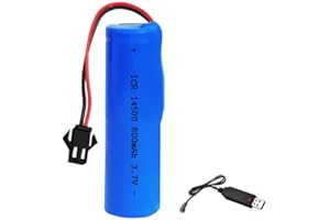 PHILLEQU 3.7V 800mAh Li-ion Battery Pack RC Replacement Rechargeable 14500 Battery Pack With SM-2P USB Charger Cable for Toys,Drone,Remote Control Car Accessory