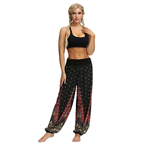 Preisvergleich Produktbild Pumphose für Damen, Sumeiwilly Böhmisches Lang Haremshose Bedrucken Aladinhose Baggy Komfortabel Jumpsuit Harem Sommerhose