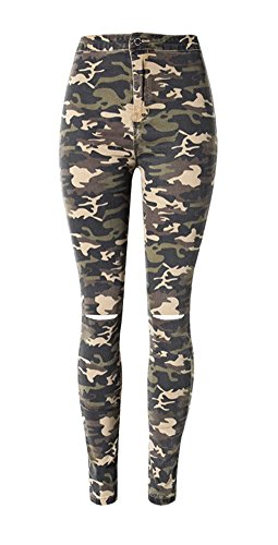 iRachel Damen Jeans Hose Skinny Röhrenjeans Bleistifthose Hose Camouflage Dünn Rise Ripped Loch Bleistift Hose