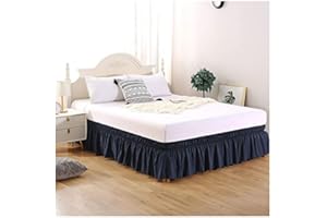 AQIGR Gonne da Letto Elasticizzata Balze Mantovana Giroletto Matrimoniali/Una Piazza e Mezzo/Singolo Tre Lati Tessuto Around Bed Wrap con Cinture Regolabili Facile da Pulire