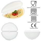 🍳 [COCER HUEVOS NUNCA FUE TAN SENCILLO] [IDEAL PARA UN DESAYUNO RAPIDO O MERIENDA SALUDABLE] Atras estan los dias de los sartenes dobles para tortillas y de esperar 5-10 minutos preparando tu tortilla favorita. Ahora puedes cocinar hasta dos tortillas a la vez en menos de dos minutos para 1-2 personas! Y lo mejor de todo es que su tortilla queda libre de grasas ya que no necesitas poner aceite para evitar que los huevos se queden pegados al recipiente.