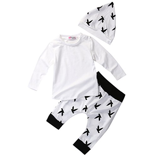 WangsAura Baby Boys Girls Long Sleeve T-shirt and Pigeons Pants Outfit with Hat