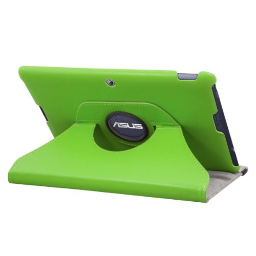 3in1 Set: kwmobile Hülle für Asus Memo Pad FHD 10 ME302C – 360° Standfunktion Case Tablet Schutzhülle Kunstleder – Smart Cover Tabletcase Grün + Folie, kristallklar + Stylus, Schwarz - 2