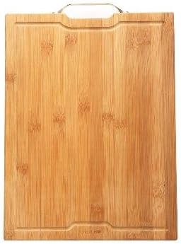 Extra Thick Organic Bamboo Cutting Board with Juice Groove,HOLYMOOD Premium Quality, Knife-friendly and Durable, Metal Handle, Easy to Take Around