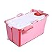 Produktbild KANGSHENG Faltende Badewanne, Lange Badewanne, Plastikbadewanne Bequemes linkes und rechtes Falten ohne Klammern und sperrige Klammern (Farbe : Rosa, größe : Bathtub+lid)