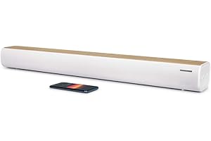 THOMSON SB401BT Barre de Son – 200W Puissance Musicale Totale – Bluetooth 5.0 – Entrées Optique, USB & AUX – Préréglages EQ – Télécommande – Indicateur LED de Source – Design Blanc & Bois