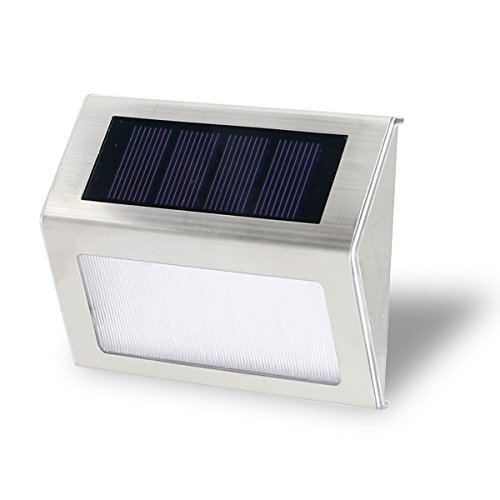 Lightess Led Solarleuchten Treppenlicht Outdoor LED Stufenbeleuchtung 2 LEDs Edelstahl für Stufen Pfade Patio Decks Packung mit 6 - 3