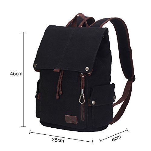 Veevan Damen Herren Retro Canvas Laptop Rucksack 15,6 - 7
