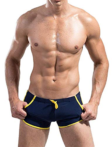 Ducomi Leo Bañador Hombre - Pantalones Cortos Mar y Piscina con Bolsillos - Elásticos, Adherente y Cintura Baja - Natación, Voleibol de Playa, Secado Rápido (Azul, S)