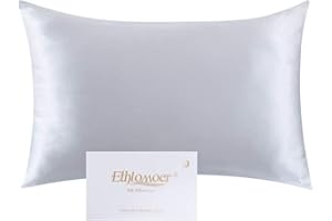 Ethlomoer Kissenbezug aus 100% natürlicher Reiner Seide für Haar und Haut, beidseitig 19 Momme, 600 Fadenzahl, Design mit verstecktem Reißverschluss, 1 Stück 80x80cm Hellgrau