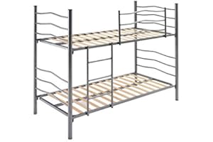 Abitti Litera con somier montado en Color Plata con Escalera, barandilla y pie Reforzado, Medida 90x190 cm. Fabricación Nacional