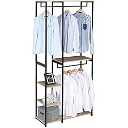 eSituro SGR0023 Portemanteau Portant à vêtement pour Chambre Rangement de Chaussures Penderie en Bois et métal