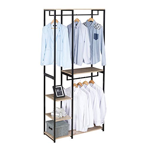 eSituro SGR0023 Portemanteau Portant à vêtement pour Chambre Rangement de Chaussures Penderie en Bois et métal