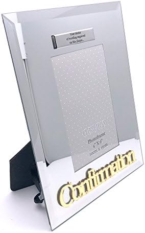 Personalised Confirmation photo frame Mirror and Gold Finish