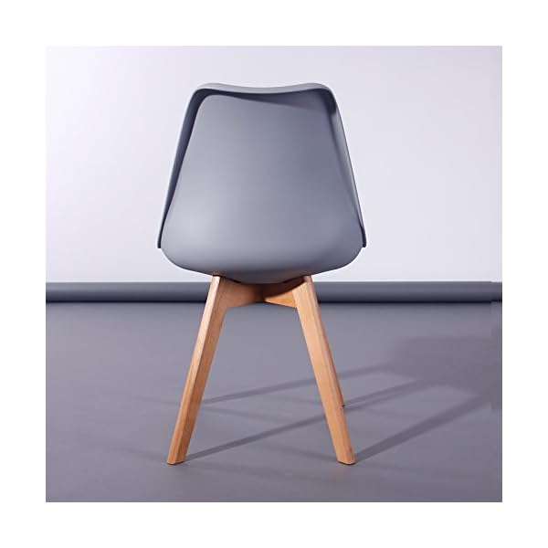 Lavin Lifestyle Grey Dining Chair Natural Solid Wood Legs Cushioned Pad Contemporary Designer Office Lounge Dining Kitchen - Image 4