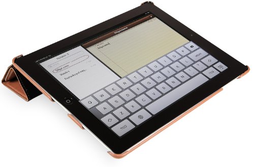 StilGut Couverture Case Tasche aus feinstem Leder für Apple iPad (3. und 4. Generation) unterstützt Smart-Cover Funktion, Cognac Vintage - 3