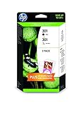 HP J3M81AE 301 Ink Cartridges - Black/Tri-Colour, Pack of 2