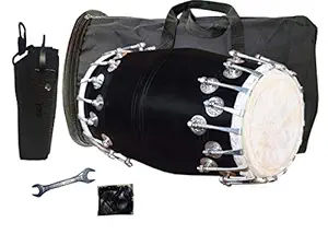 GT manufacturers Wooden Musical Dholak Instrument Drum Nuts & Bolt with Full Tool Kit (Black)