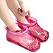 Produktbild JWR Fußbad Massage Stiefel Haushalt Entspannung Slipper Schuhe Fußpflege Hot Compress Fußbad Therapie Massage Neid Akupunkturpunkt Sohle,Pink,28cm