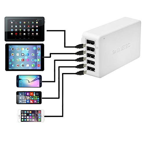 NINETEC 27 Watt 5-Port USB Universal Ladegerät Netzteil SmartIQ Technologie White - 3