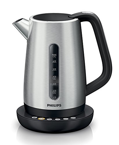 Philips HD9385/21 Wasserkocher, 5 Temperatureinstellungen 40 – 100 °C, 1,7 l, Edelstahl