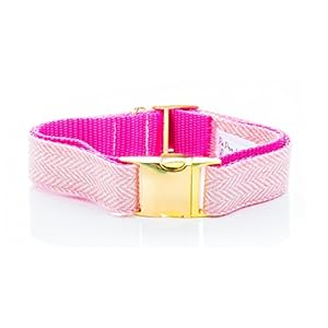 Mascotas Perros Tweed de Boutique Collar para Perro, pequeño, Rosa/Oro