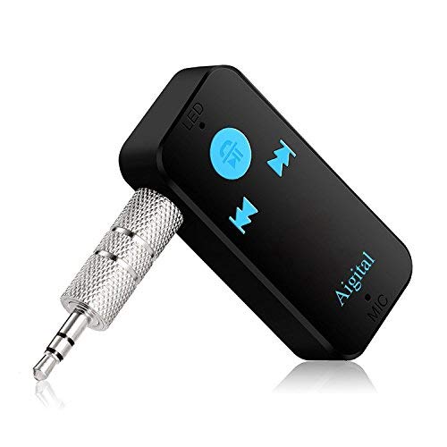 Receptor Bluetooth Aigital Adaptador Audio Inalámbrico Kit Bluetooth 4.1 con Salida Estéreo 3.5 mm para Altavoz, Auriculares, Streaming, casa y Kit Auto Coche