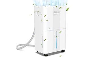 Deshumidificador con Manguera de Drenaje, [8L/Día] Homtronics Silencioso Deshumidificador con Pantalla LED, 3 Modos de Deshumidificación y Temporizador, para Cuarto,Sótano,Baño,Armarios, Autocaravanas