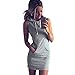 Produktbild Damen Kleider, GJKK Damen Sommerkleid Beiläufige Ärmellos Hoody Kleid der Art und Weisefrauen Skaterkleid A-Linie Midikleid T-Shirt Kleid Abendkleid Cocktailkleid Partykleid (Grau, L)