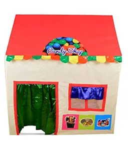 VBE Jumbo Size Foldable Light Weight Indoor and Outdoor Candy Shop Play Tent House for Kids (Multicolor)