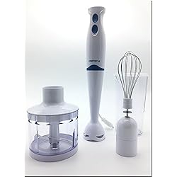 3 en 1 Électrique Blender Hachoir Mixeur Plongeant à Main, Fouet + Bol Pour les Soupe, Jus, Smoothies, Desserts PRITECH