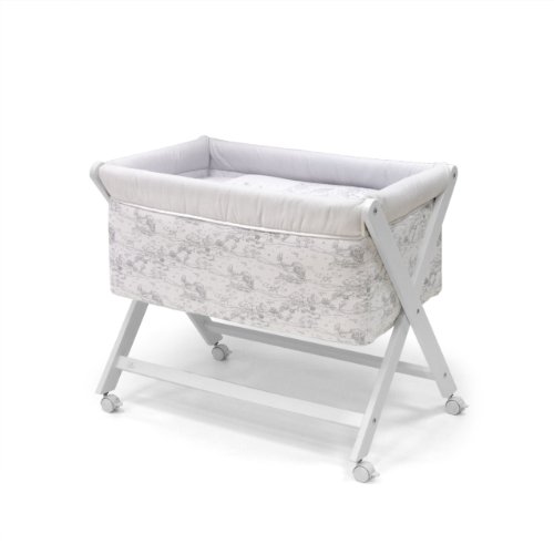 Cambrass 46 x 78 cm Wooden Crib X with Fabrics Collection Toile (Grey)