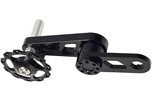 JORZER Chain Tensioner Single Speed Bike Adjuster Converter Guide Aluminium Alloy Cycling Single Speed Rear Derailleur Chain Tensioner Black for MTB Folding Bicycle