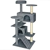 Muy buen acabado TecTake Rascador Árbol para gatos Sisal - disponible en diferentes colores - (Gris  No. 401771)