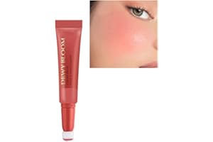 LUCOSS Blush Liquide, Blush Maquillage Fard À Joues with Cushion Applicator, Fard à Joues Stick Imperméable de longue durée, Lightweight Blush Cream Stick Makeup Rose Peche