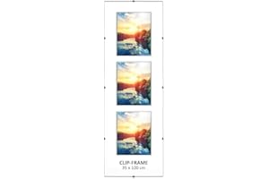 POSTERGALERIA Cadre photo sans cadre, 35x100 cm - avec clips, verre acrylique, panneau HDF - à accrocher/poser à la verticale ou à l'horizontale, cadre à clips pour photos, posters, puzzles