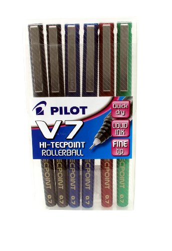 Pilot Pen V7 - Astuccio da 6 penne a sfera, colori assortiti