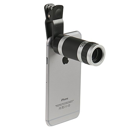 Hunye 4Â in1Â Obiettivo Fotocamera di set: 1Â X Teleobiettivo zoom 8Â X telescopio, Occhio Di Pesce grandangolare 1Â X, 1Â X E 1Â X obiettivo macro lente universale per iPhone 5Â 5S 6, iPad, Samsung Galaxy S3Â MINI, S4, S5Â e altri smartphone e tablet PC' s, Argento