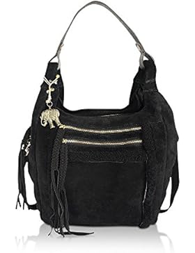 ANOKHI Beuteltasche Denali, (BxHxT) 48x36x15 cm, Leder, Black