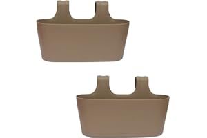 ENGELLAND 2 x Hanging Flower Box Brown Flower Pot Oval Balcony Planter Planter with Water Reservoir / Water Collection Tray