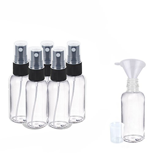NALATI 6 X 50ml Zerstäuber Durchsichtig Plastik Parfümzerstäuber Leer Sprühflasche+1er Trichter für Reisen - 2
