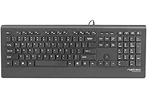 NATEC NKL-1717 - Teclado Barracuda Slim, USB, Extrafino, 104 Teclas, Idioma Español, Color Negro