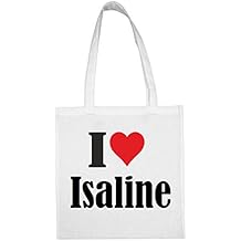 Sac &agrave; Bandouli&egrave;re I Love Isaline Shopping Bag Sac d'&eacute;cole Sac de Sport 38x 42cm en Noir ou Blanc.. Le cadeau parfait pour votre amoureux
