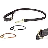 Classic-Line von Pear Tannery: Hundeleine aus weichem Vollrindleder, Breite 1,8cm, schokoladenbraun
