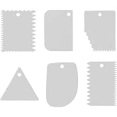 6 Pcs Cake Scraper, Plastic Dough Scrapers, Cake Scraper for Cakes, Pastries, Bread, Pancakes (White)